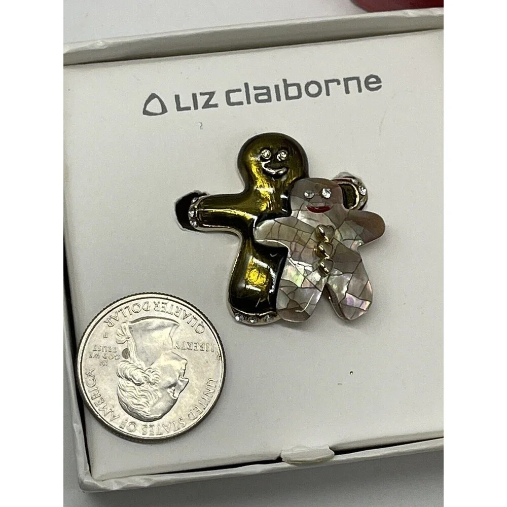 Liz Claiborne Gingerbread Men Brooch New